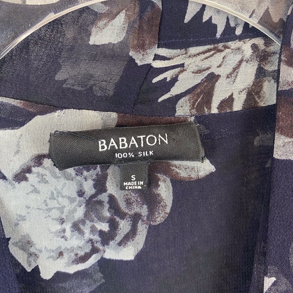 Aritzia Babaton Silk Draped Front Blouse in Navy Size Small. - Picture 7 of 9